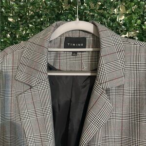 Timing Black and White Plaid Blazer